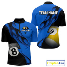 Load image into Gallery viewer, Black And Blue Billiard 8 Ball &amp; 9 Ball Pool Shirt For Men Custom Billiard Team Jersey Uniform TDM5163