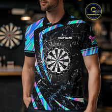Load image into Gallery viewer, Personalized Holographic Glass Break Darts Shirt For Men Custom Darts Jersey Team Polo &amp; 1/4 Zip TDM5413