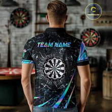 Load image into Gallery viewer, Personalized Holographic Glass Break Darts Shirt For Men Custom Darts Jersey Team Polo &amp; 1/4 Zip TDM5413