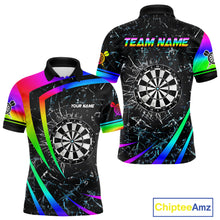 Load image into Gallery viewer, Funny Rainbow Colorful Glass Break Darts Shirt For Men Custom Darts Jersey Team Polo &amp; 1/4 Zip TDM5414