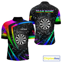 Load image into Gallery viewer, Funny Rainbow Colorful Glass Break Darts Shirt For Men Custom Darts Jersey Team Polo &amp; 1/4 Zip TDM5414