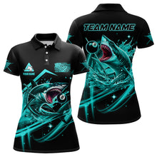 Load image into Gallery viewer, Turquoise 8 Ball Pool Billiard Shark Polo &amp; Quarter Zip For Women Custom Team League Billiard Jersey TDM3408