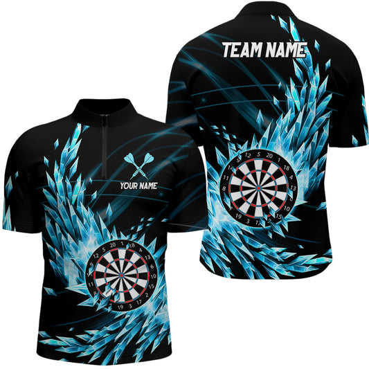 Blue Frozen Icy Darts Quarter-Zip Shirts Customized Dart Shirts For Men Darts Team Jerseys TDM1210