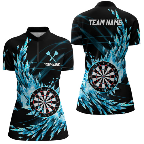 Blue Frozen Icy Darts Quarter-Zip Shirts Customized Dart Shirts For Women Darts Team Jerseys TDM1210