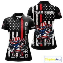 Load image into Gallery viewer, Funny 8 Ball US Flag Billiard Shirt For Women Custom Patriotic Pool Team Jersey Polo &amp; 1/4 Zip TDM6048