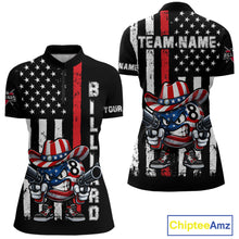 Load image into Gallery viewer, Funny 8 Ball US Flag Billiard Shirt For Women Custom Patriotic Pool Team Jersey Polo &amp; 1/4 Zip TDM6048