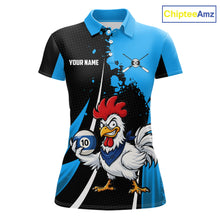 Load image into Gallery viewer, Black And Blue Funny Chicken 10 Ball Billiard Shirt For Women Custom Pool Team Jersey Polo &amp; 1/4 Zip TDM6302