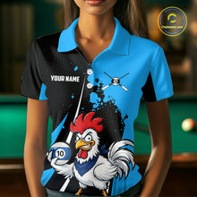 Load image into Gallery viewer, Black And Blue Funny Chicken 10 Ball Billiard Shirt For Women Custom Pool Team Jersey Polo &amp; 1/4 Zip TDM6302