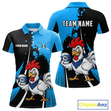 Load image into Gallery viewer, Black And Blue Funny Chicken 10 Ball Billiard Shirt For Women Custom Pool Team Jersey Polo &amp; 1/4 Zip TDM6302