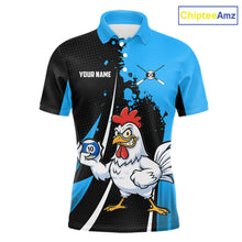 Load image into Gallery viewer, Blue Funny 10 Ball Pool Chicken Billiard Shirt For Men, Billiard Team Jersey Polo &amp; 1/4 Zip TDM6303