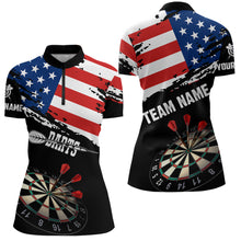 Load image into Gallery viewer, Personalized Grunge American Flag Darts Shirts For Women Custom Patriotic 4Th Of July Dart Jerseys TDM1793