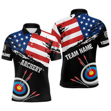 Load image into Gallery viewer, Personalized Grunge USA Flag Archery Shirts For Men Custom Patriotic 4Th Of July Archery Jerseys TDM1794