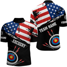 Load image into Gallery viewer, Personalized Grunge USA Flag Archery Shirts For Men Custom Patriotic 4Th Of July Archery Jerseys TDM1794