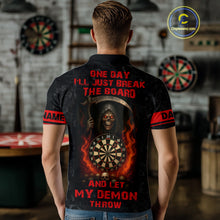 Load image into Gallery viewer, Let My Demon Throw Funny Dart Shirt For Men Custom Flame Skull Darts Team Jersey Polo &amp; 1/4 Zip TDM4166