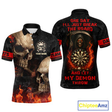 Load image into Gallery viewer, Let My Demon Throw Funny Dart Shirt For Men Custom Flame Skull Darts Team Jersey Polo &amp; 1/4 Zip TDM4166