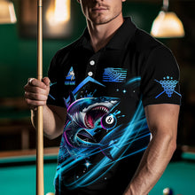 Load image into Gallery viewer, Blue 8 Ball Pool Billiard Shark Polo &amp; Quarter Zip For Men Custom Team League Billiard Jerseys TDM2715
