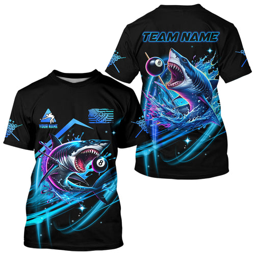Blue 8 Ball Pool Billiard Shark T Shirt For Men Custom Team League Billiard Jerseys TDM2715