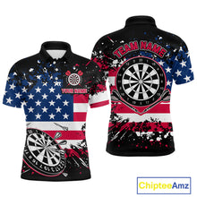 Load image into Gallery viewer, Personalized American Flag Darts Shirt For Men Custom Grunge Paint Splash Patriotic Dart Jersey TDM4171