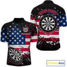 Load image into Gallery viewer, Personalized American Flag Darts Shirt For Men Custom Grunge Paint Splash Patriotic Dart Jersey TDM4171