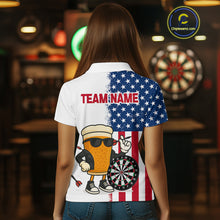 Load image into Gallery viewer, Funny Beer American Flag Dart Shirts For Women Custom Patriotic Darts Team Jerseys Polo &amp; 1/4 Zip TDM4177