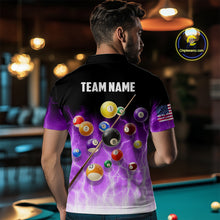 Load image into Gallery viewer, Purple Billiard Jersey For Men Custom Thunder Lightning 3D Pool Balls Team Jersey Polo &amp; 1/4 Zip TDM4563