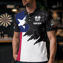 Load image into Gallery viewer, Personalized Texas Flag Grunge Men Darts Polo &amp; Quarter-Zip Shirts, Patriotic Dart Jerseys Uniform TDM3416