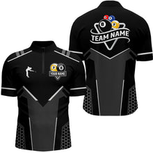 Load image into Gallery viewer, Personalized 8 Ball &amp; 9 Ball Pool Billiard Polo, 1/4 Zip For Men Custom Team Billiard Jersey |White TDM3547