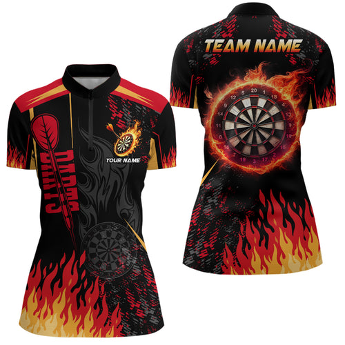 Personalized Dartboard Fire Flame 3D Printed Women Darts Quarter-Zip Shirts Dart Team Jerseys TDM1437