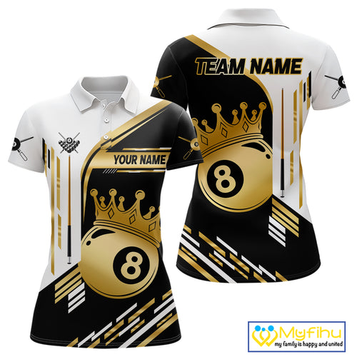 Personalized Golden 8 Ball Pool Crown Billiard Shirt For Women Custom Billiard Team Jerseys Uniform TDM4182