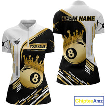 Load image into Gallery viewer, Personalized Golden 8 Ball Pool Crown Billiard Shirt For Women Custom Billiard Team Jerseys Uniform TDM4182