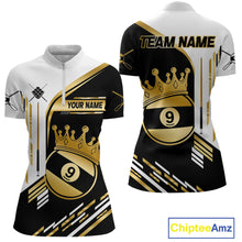 Load image into Gallery viewer, Personalized Golden 9 Ball Pool Crown Billiard Shirt For Women Custom Billiard Team Jerseys Uniform TDM4183