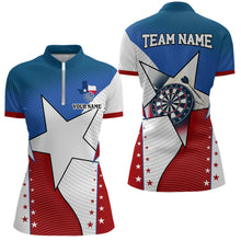 Load image into Gallery viewer, Personalized Texas Flag Darts Shirts For Women Custom Name Patriotic Texas Darts Jerseys Apparel TDM2212