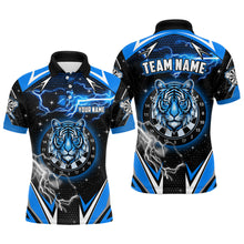 Load image into Gallery viewer, Personalized Tiger Dartboard Thunder Lightning Blue Darts Shirts For Men, Team League Darts Jerseys TDM2213