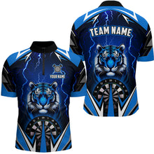 Load image into Gallery viewer, Personalized Tiger 3D Printed Darts Shirts For Men Custom Thunder Lightning Blue Darts Team Jerseys TDM2214
