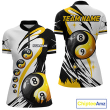 Load image into Gallery viewer, Personalized Yin-Yang Billiard Shirt For Women Custom 8 &amp; 9 Ball Funny Pool Team Jersey |Yellow TDM4572