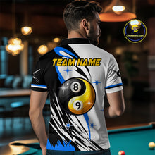 Load image into Gallery viewer, Personalized Yin-Yang Billiard Shirt For Men Custom 8 &amp; 9 Ball Funny Pool Team Jersey |Blue TDM4573