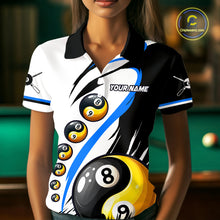 Load image into Gallery viewer, Personalized Yin-Yang Billiard Shirt For Women Custom 8 &amp; 9 Ball Funny Pool Team Jersey |Blue TDM4573