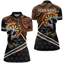 Load image into Gallery viewer, Personalized Skull Dartboard Fire Tribal Dart Shirts For Women Custom Darts Team Shirt Dart Jerseys TDM3218