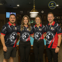 Load image into Gallery viewer, Black And Red 8 Ball 9 Ball Lightning Billiard Shirt For Women Custom Pool Team Jersey Polo, 1/4 Zip TDM6323