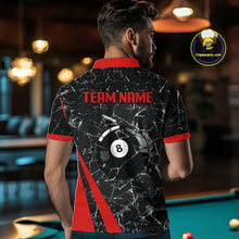 Load image into Gallery viewer, Black And Red Glass Break 8 Ball Billiard Shirt For Men Custom Pool Team Jersey Polo &amp; 1/4 Zip TDM6324