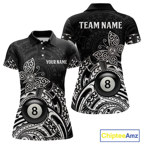 Custom White Black Tribal Butterfly Billiard Shirts For Women | 8 Ball Pool Team Jerseys TDM3987