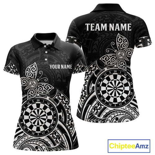 Custom White Black Tribal Dartboard Butterfly Darts Shirts For Women, Darts Team Jerseys Outfit TDM3988