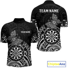 Load image into Gallery viewer, Custom White Black Tribal Dartboard Butterfly Darts Shirts For Men, Darts Team Jerseys Outfit TDM3988