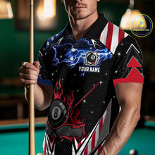 Load image into Gallery viewer, 8 Ball Pool Billiard Jersey Custom Lightning American Flag Men Billiard Shirts, 8 Ball Team Shirts TDM4579