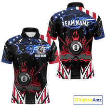 Load image into Gallery viewer, 8 Ball Pool Billiard Jersey Custom Lightning American Flag Men Billiard Shirts, 8 Ball Team Shirts TDM4579