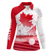 Load image into Gallery viewer, Womens Golf Polo Shirts Custom Canadian Flag, Patriotic Golf Canada Shirt For Team Golfer, Golf Gift TDM2492