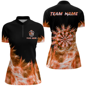 Icy Orange Light Womens Darts Polo & Quarter Zip Shirts Custom Dart Shirts For Team Darts Jerseys TDM2978