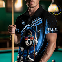 Load image into Gallery viewer, Blue Funny 8 Ball Billiard Shirt For Men Custom Pool Team Shirt, Billiard Jersey Polo &amp; 1/4 Zip TDM5205