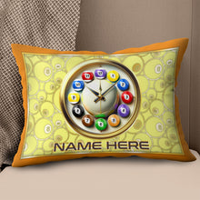 Load image into Gallery viewer, Funny Clock Billiard Balls Custom Yellow Pillow, Best Pool Throw Pillow TDM0903