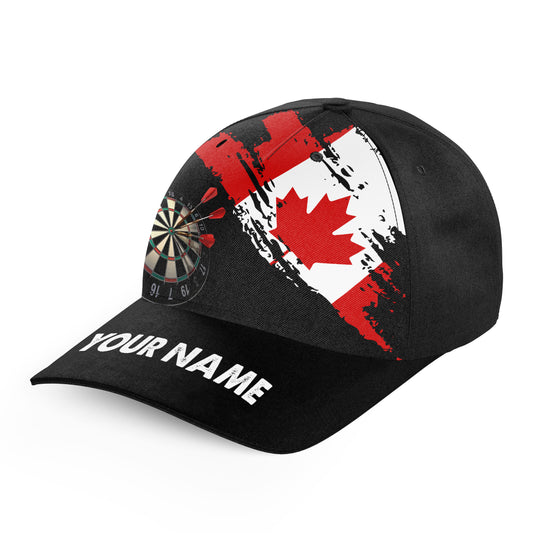 Personalized Grunge Canada Flag Dart Hats Custom Name Patriotic Canadian Darts Baseball Caps TDM1450